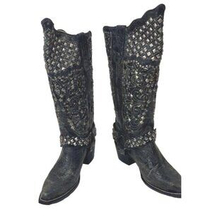 Ferrini Charcoal Country Rebel Western‎ Leather Boot Women's Size 6